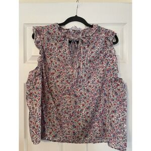 Steve Madden BB Dakota Woman's  XXL Top Ditsy Floral Boho Shirt Ruffle Sleeve
